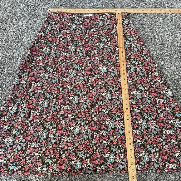 Christopher & Banks Midi Skirt Size 16 Brown Pink Ditsy Floral Button Cottage - Picture 13 of 13